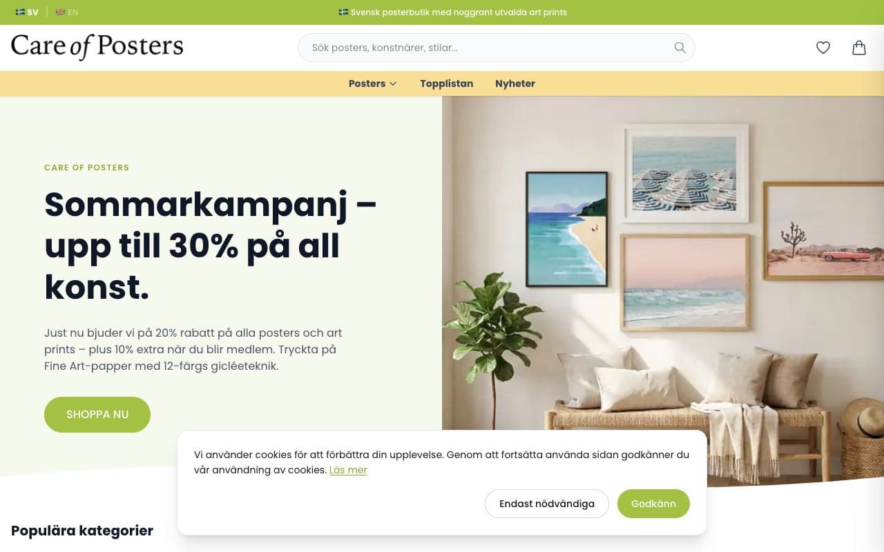 Skärmdump av Care of Posters