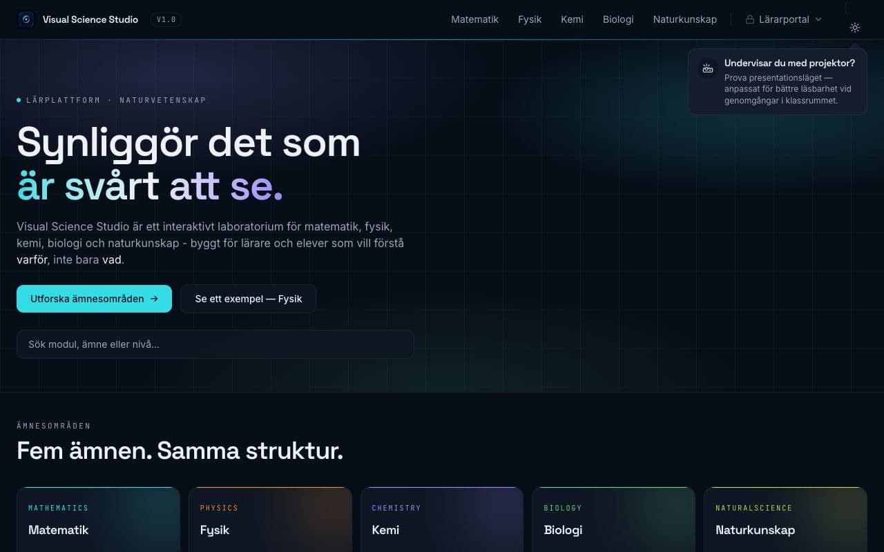 Skärmdump av Visual Science Studio